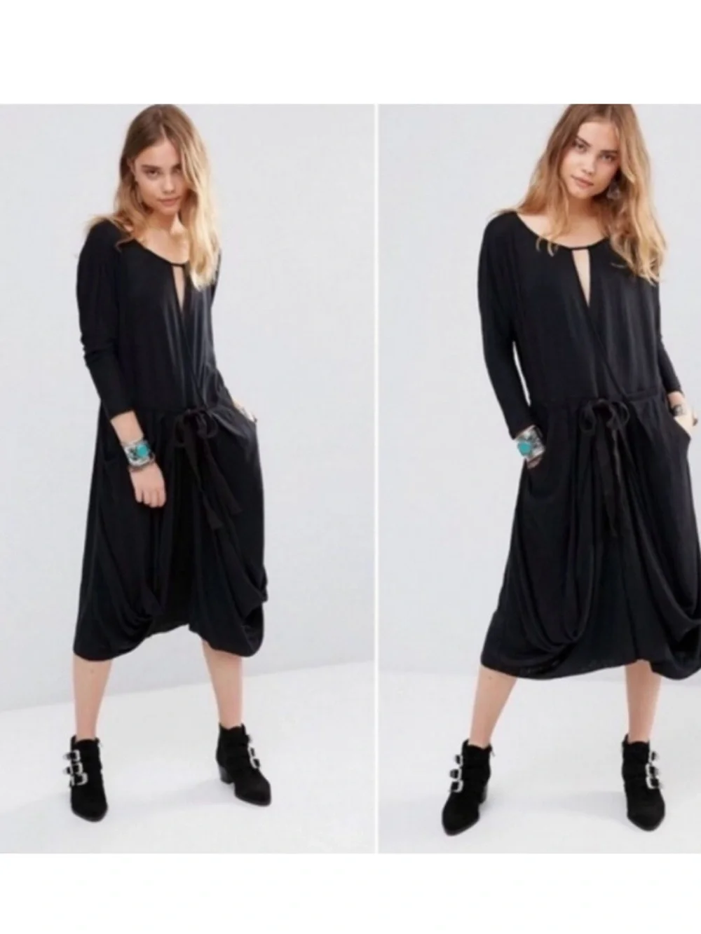 Free People Large linen blend dress pockets